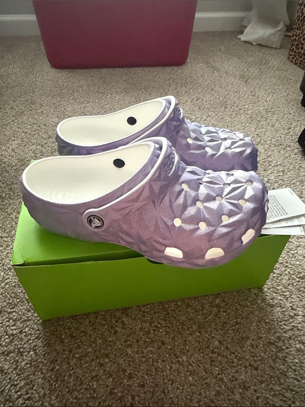CROCS Kids Purple Textured Clogs with White Lining